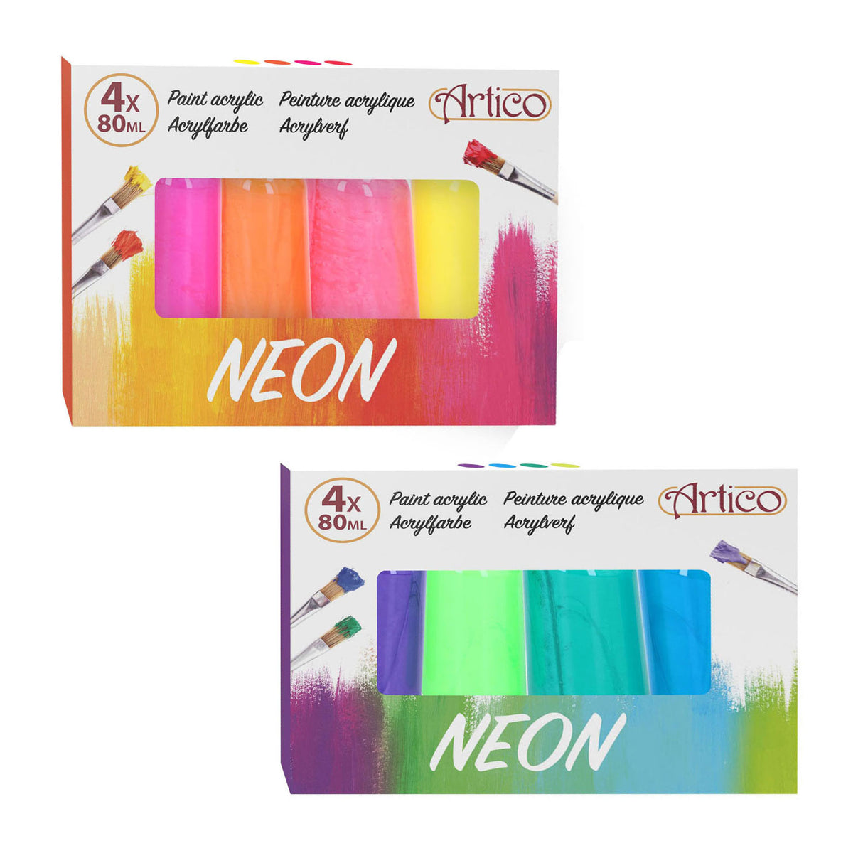 Peinture acrylique néon, 4 pcs.