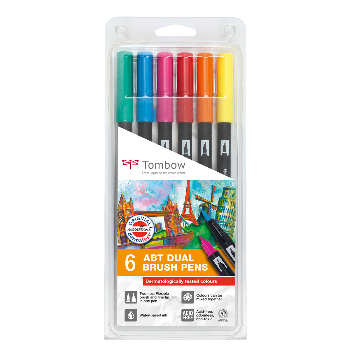 Tombow • stylo pinceau environ ensemble de stylos double pinceau dermatologiquement 6 pièces