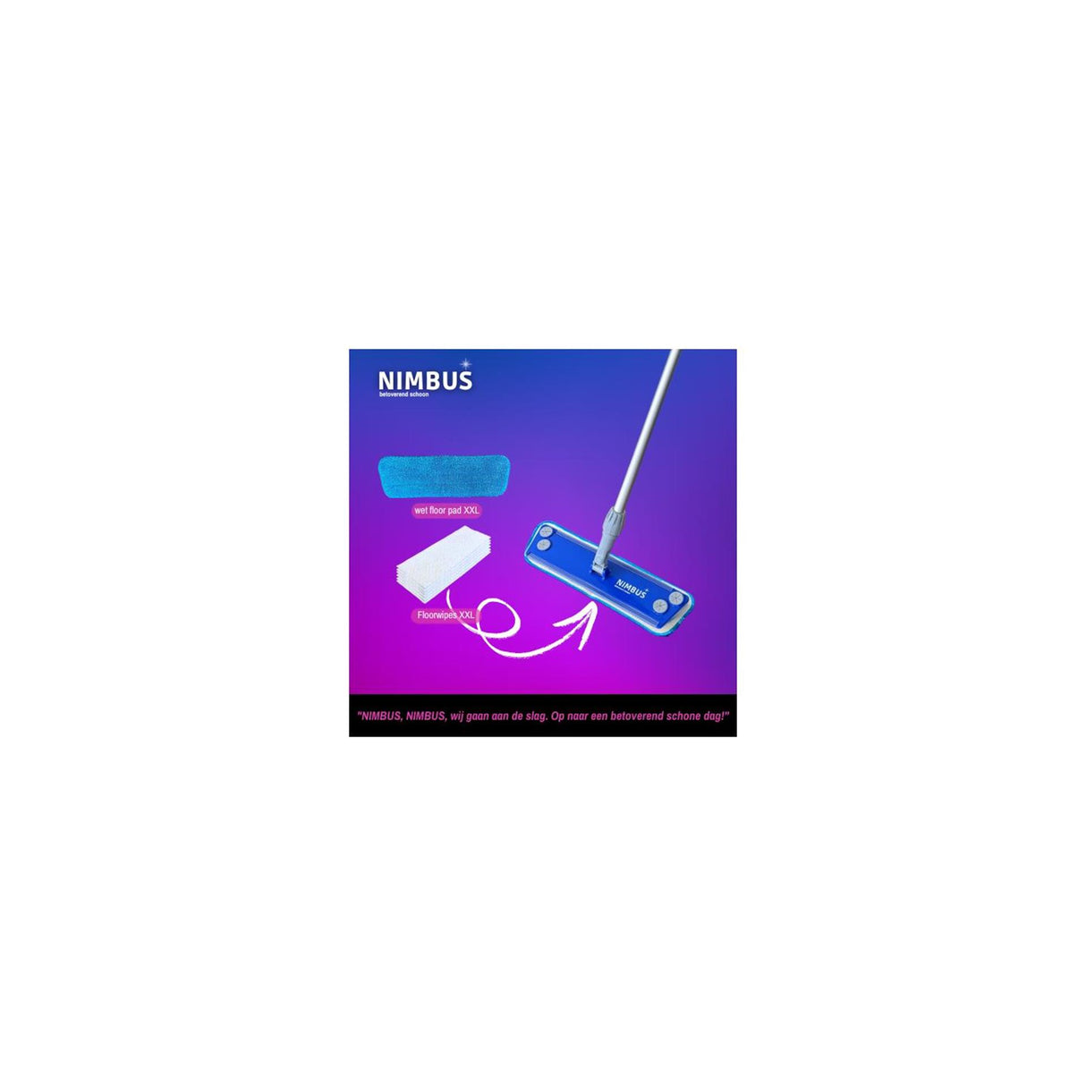 Nimbus vloerwisser 2-in-1 starterkit met dweil en 10 vloerdoekjes