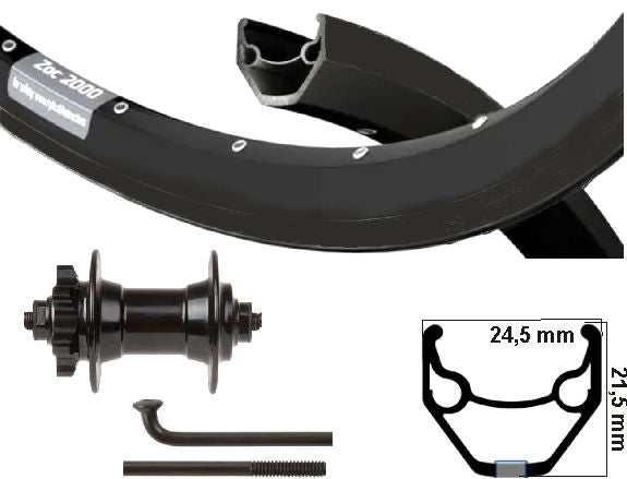 Roue avant Kgs 28 pouces (622) disque 6 boulons pattes de jante rayons noir