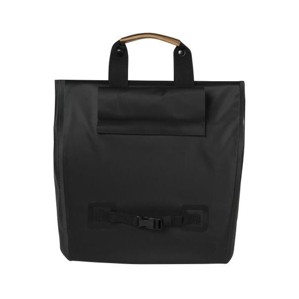 Basil Urban Dry Shopper - Afforeur à vélo imperméable, détails en cuir végétalien, fermeture réglable, réflexion, noir mat