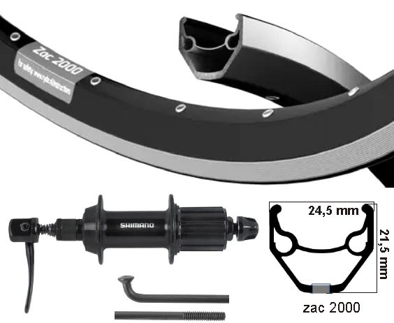 Kgs Roue arrière 28 pouces (622) jante noir-argent cass 8 9 patte 10v