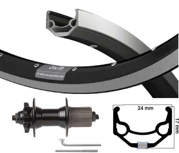 Kgs roue arrière 26 pouces (559) zac19 noir argent cassette 8 9 patte de disque