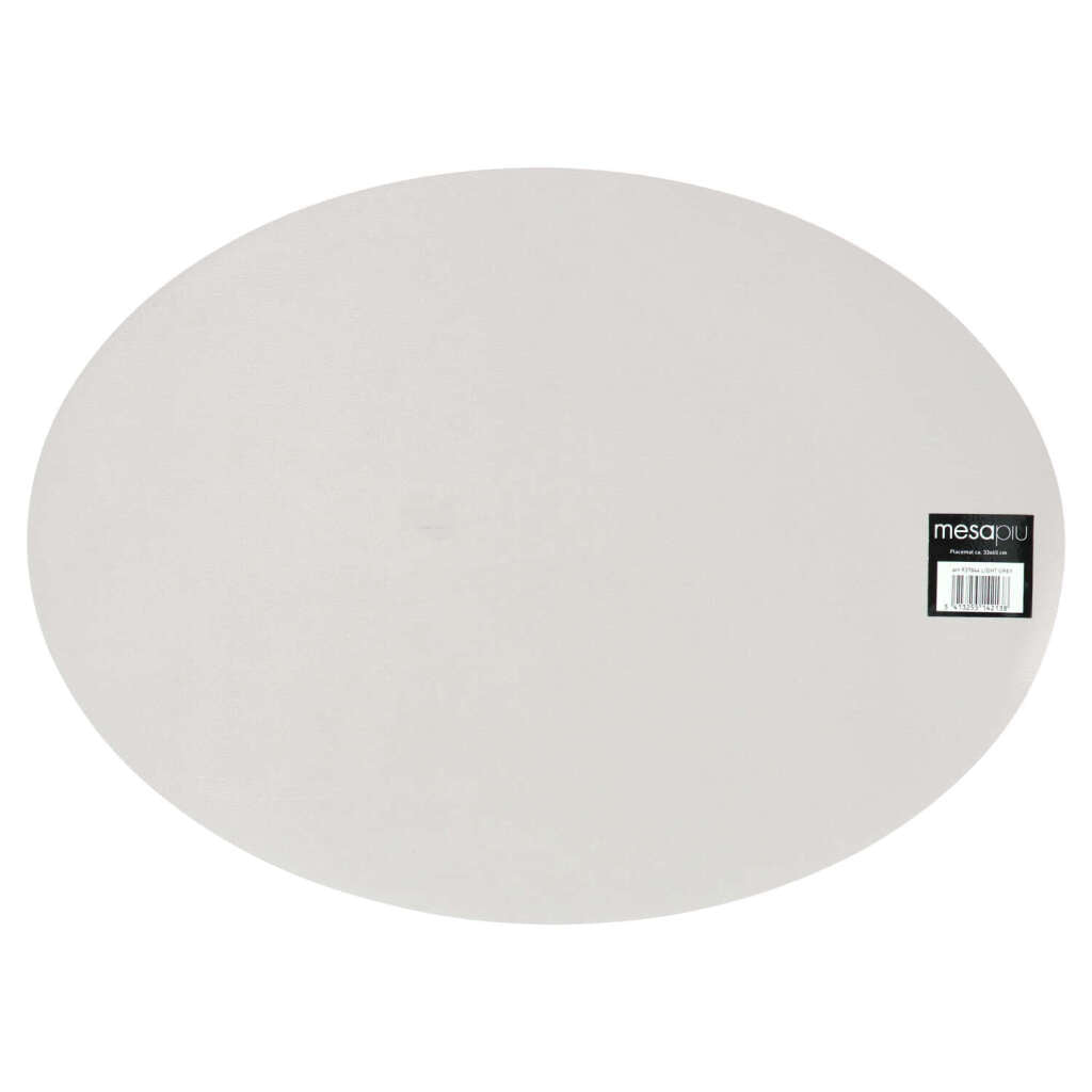 Mesapiu set de table aspect cuir gris clair ovale 45x33 cm