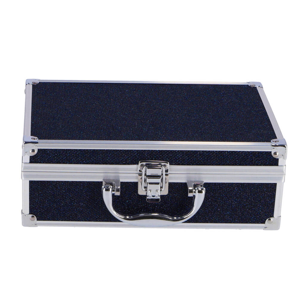 Trousse de maquillage en aluminium Casualelle bleu foncé pailleté