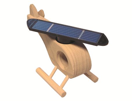 Hélicoptère en bois Solexpert avec panneau solaire - naturel