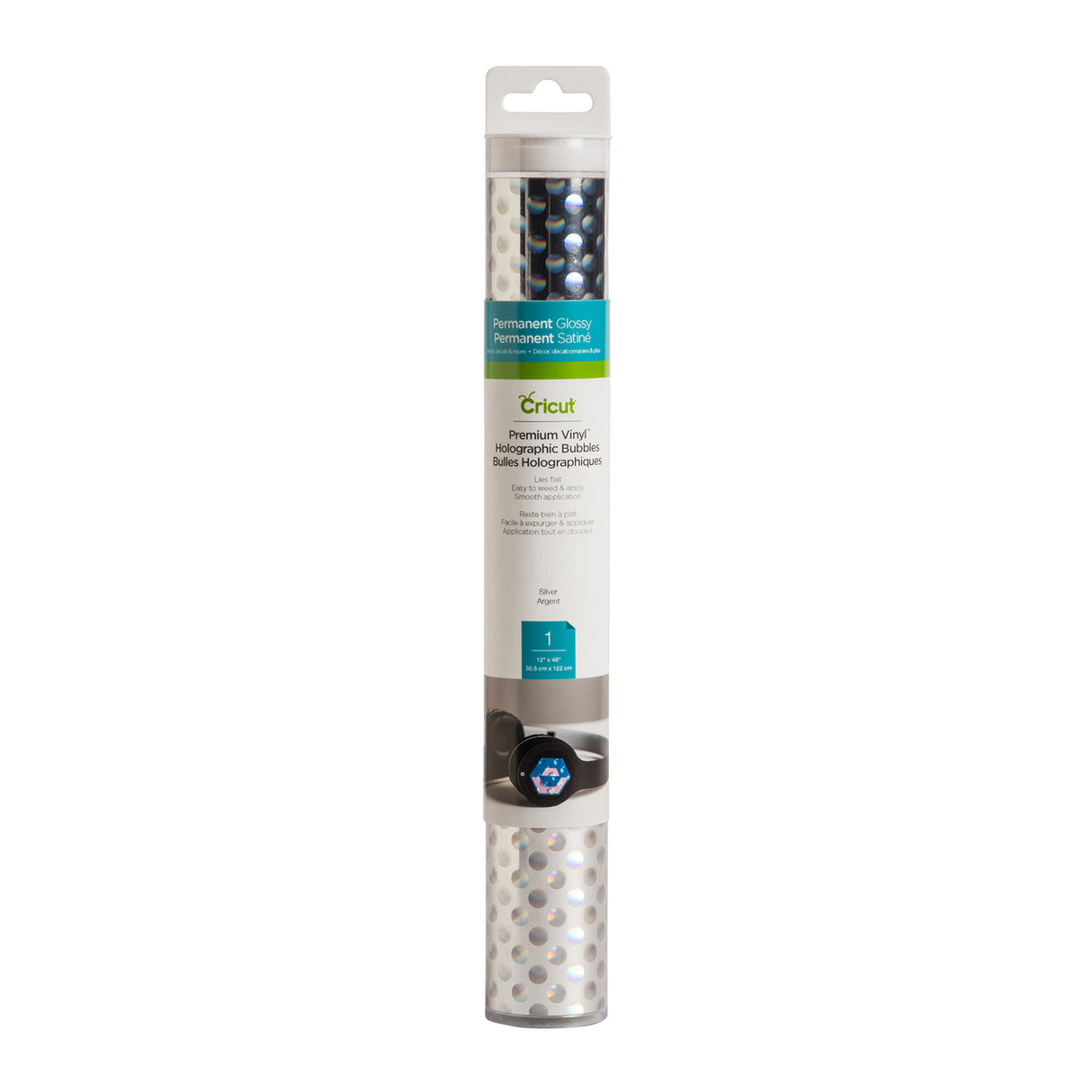 Cricut • bulles holographiques en vinyle premium permanent 30,5x122cm argent