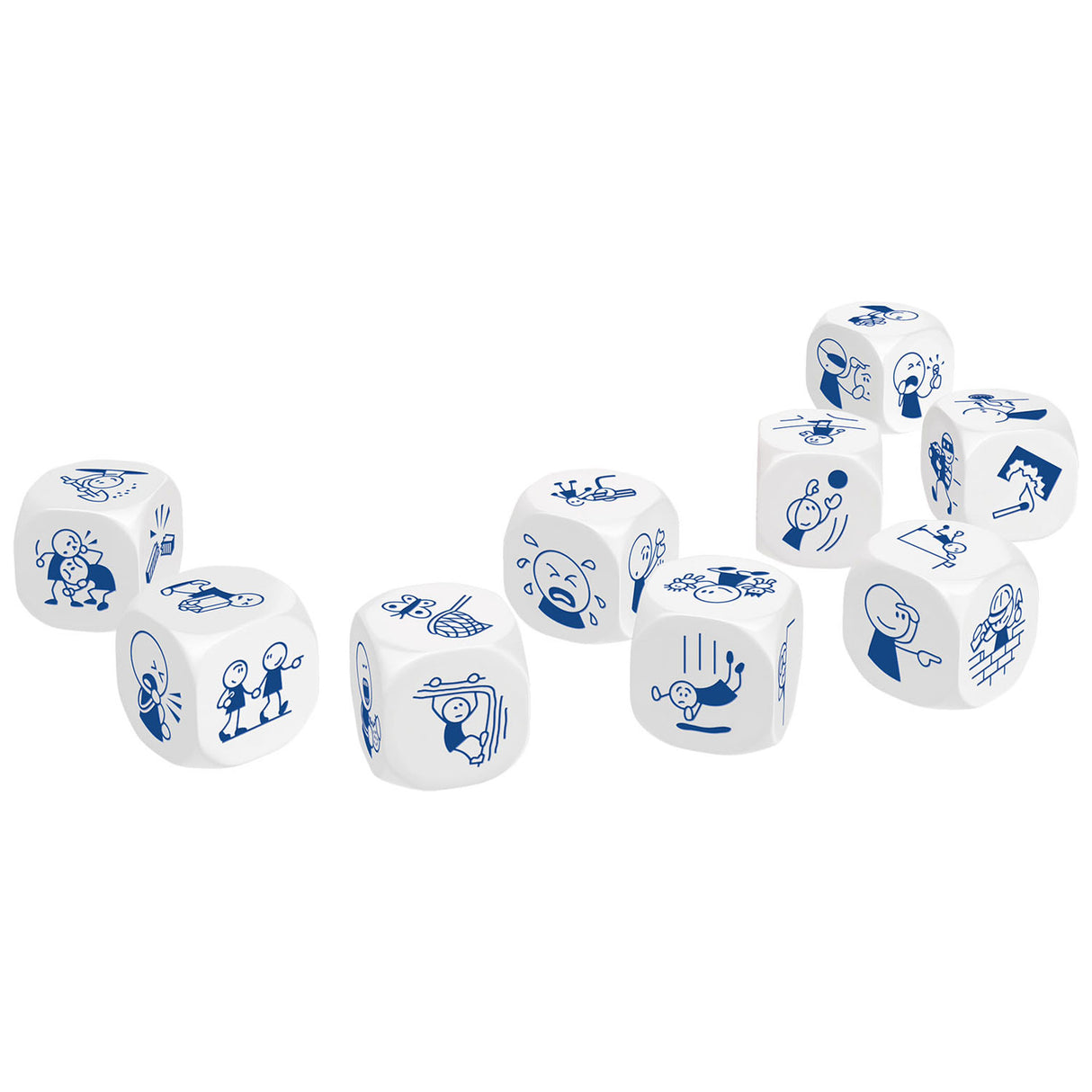 Actions de jeu de dés de cubes d'histoire de Rory - jeu familial créatif.