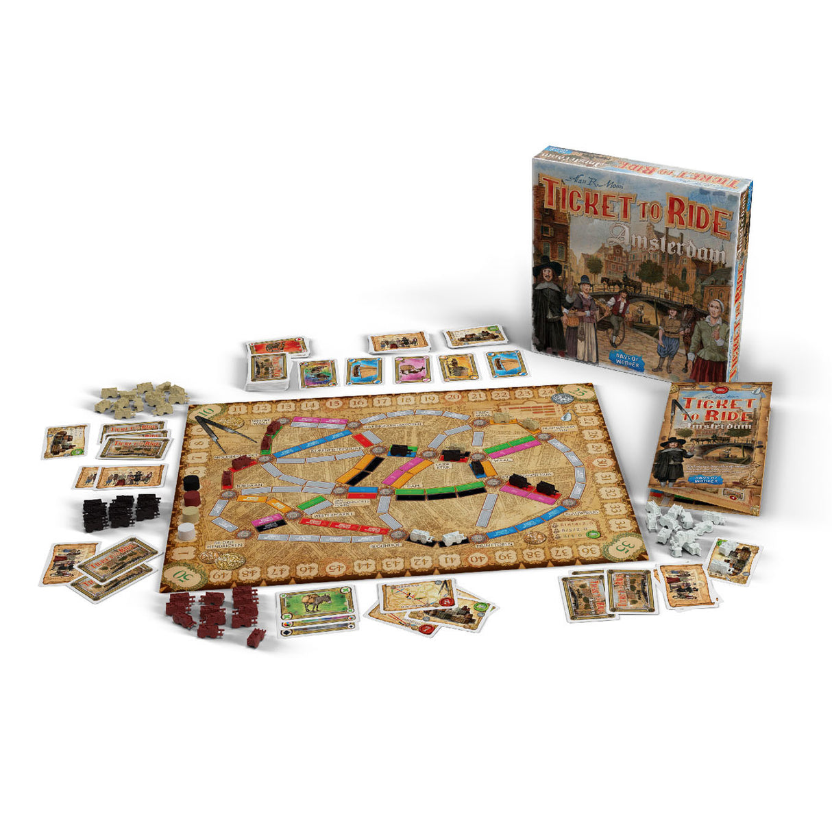 Days of Wonder Ticket to Ride Amsterdam – Jeu de société hollandais pour 2 à 4 joueurs – Jeu de stratégie rapide à partir de 8 ans – Jouez dans l'Amsterdam du 17ème siècle