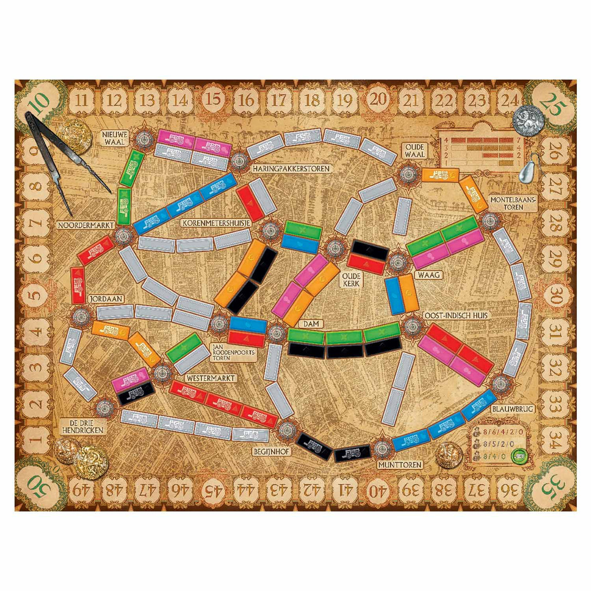 Days of Wonder Ticket to Ride Amsterdam – Jeu de société hollandais pour 2 à 4 joueurs – Jeu de stratégie rapide à partir de 8 ans – Jouez dans l'Amsterdam du 17ème siècle