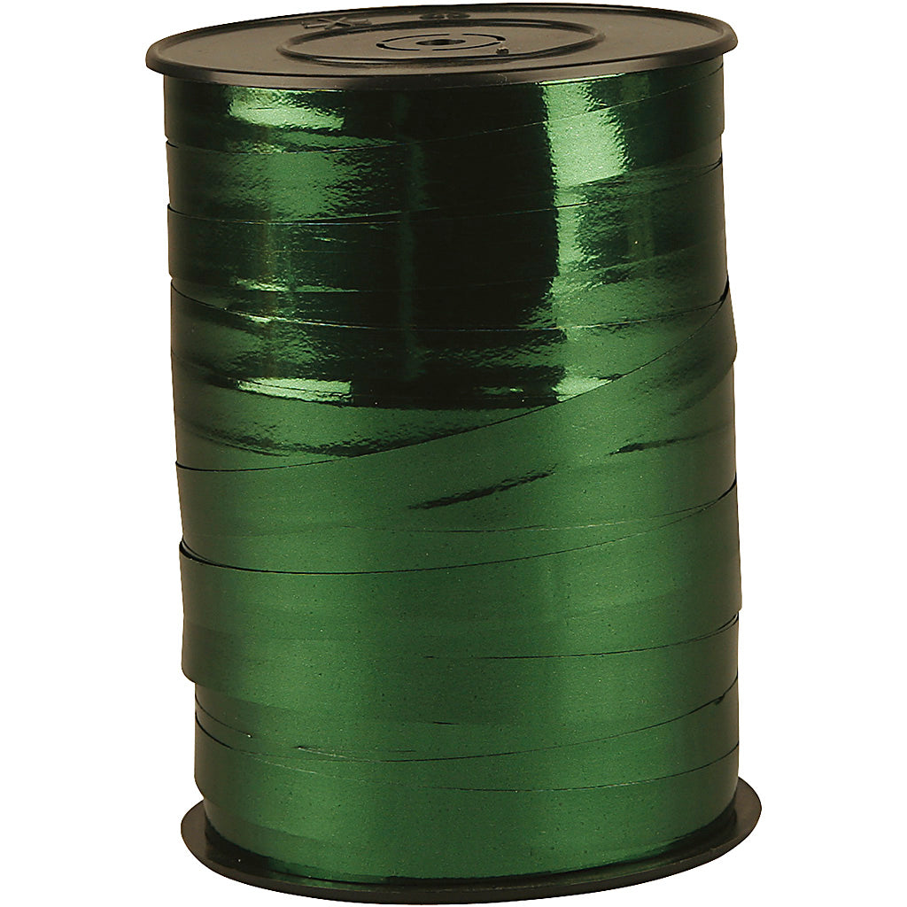 Ruban cadeau, l: 10 mm, brillant, vert métallisé, 250 m 1 rouleau