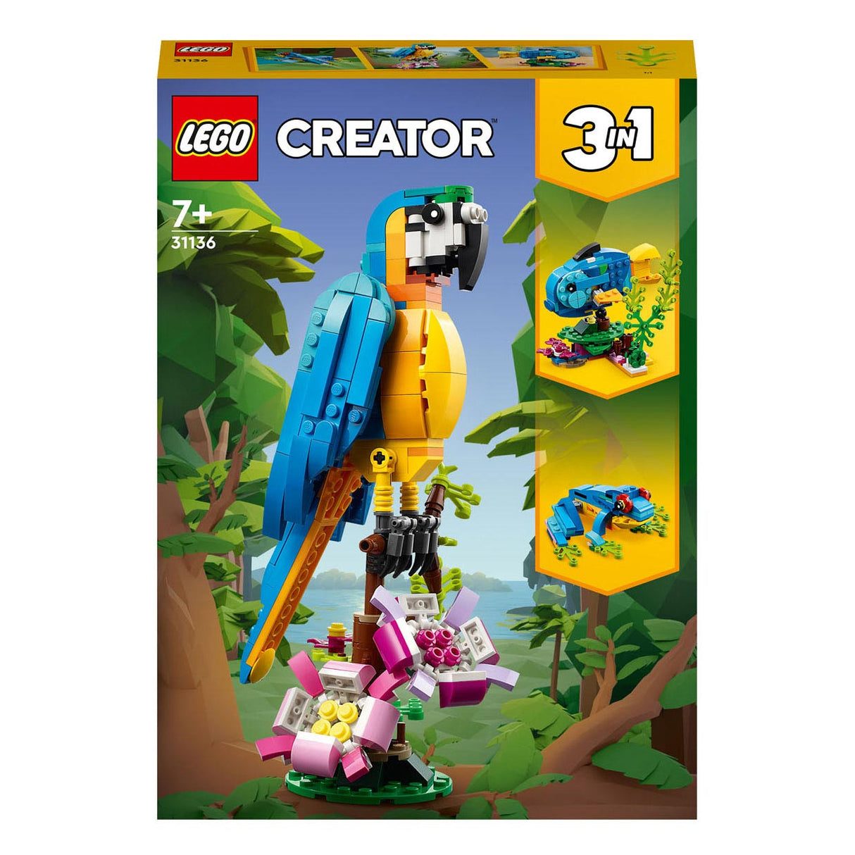 Lego Creator 3en1 perroquet exotique - grenouille - ensemble de jouets animaux poisson pour enfants - 31136