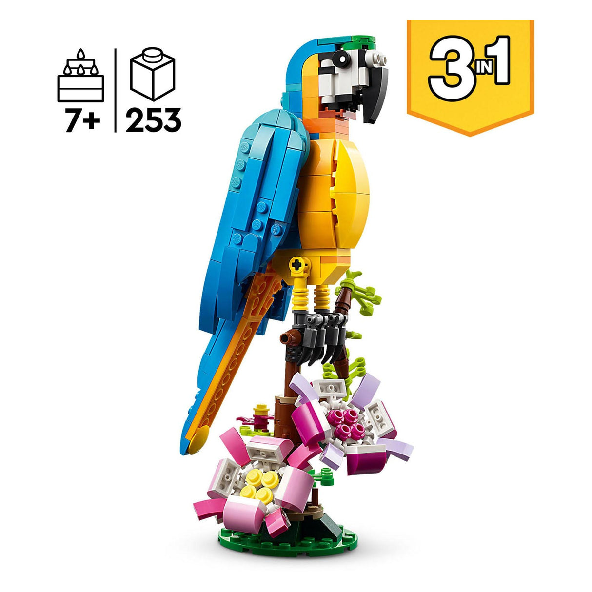 Lego Creator 3en1 perroquet exotique - grenouille - ensemble de jouets animaux poisson pour enfants - 31136