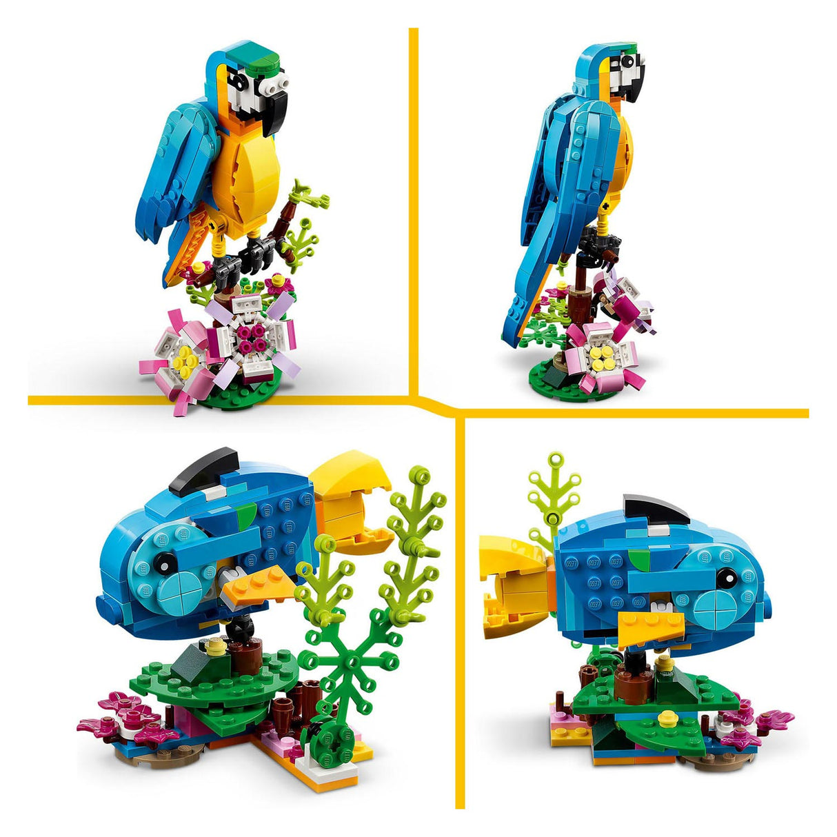 Lego Creator 3en1 perroquet exotique - grenouille - ensemble de jouets animaux poisson pour enfants - 31136