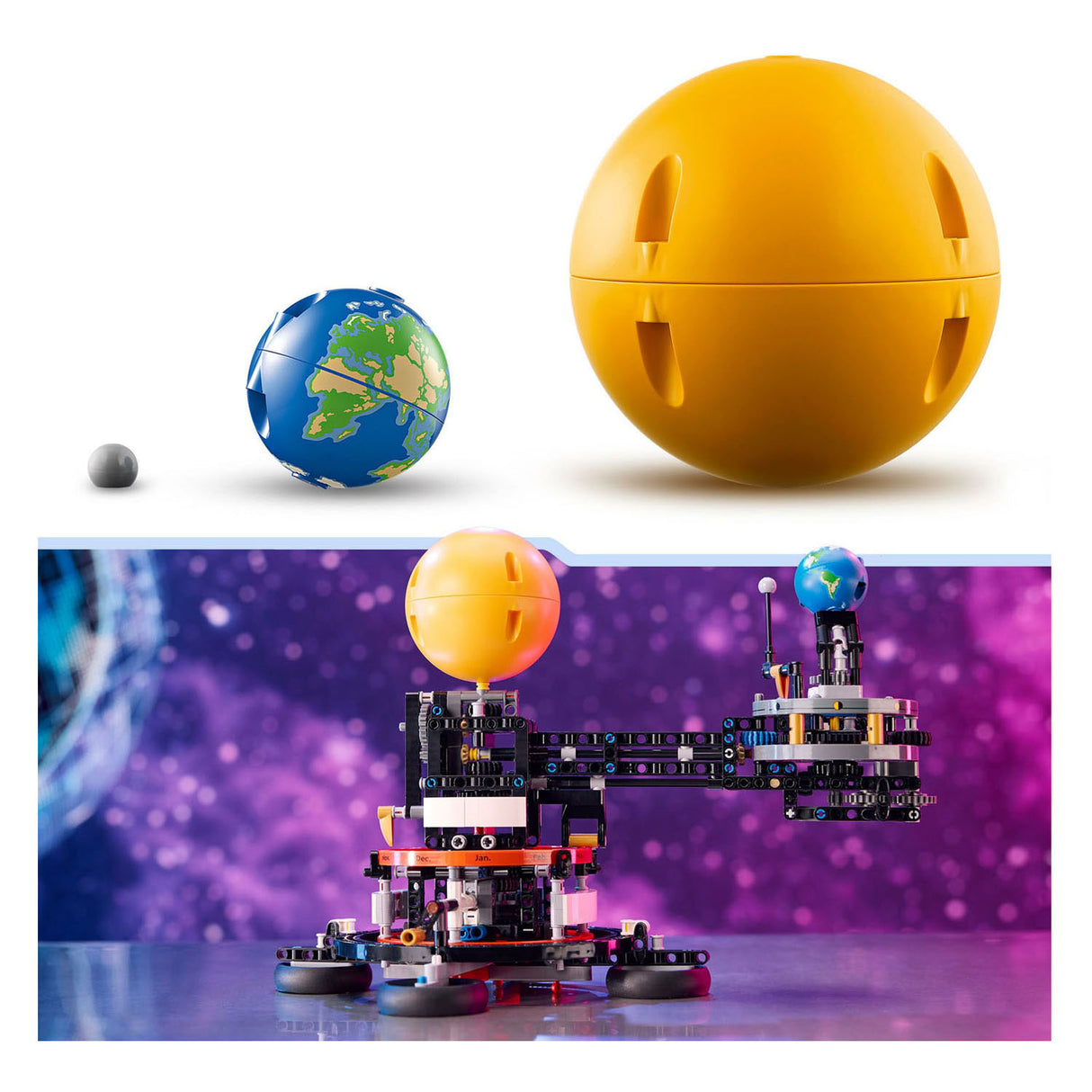 Technique Lego - le jouet de construction terre et lune en mouvement