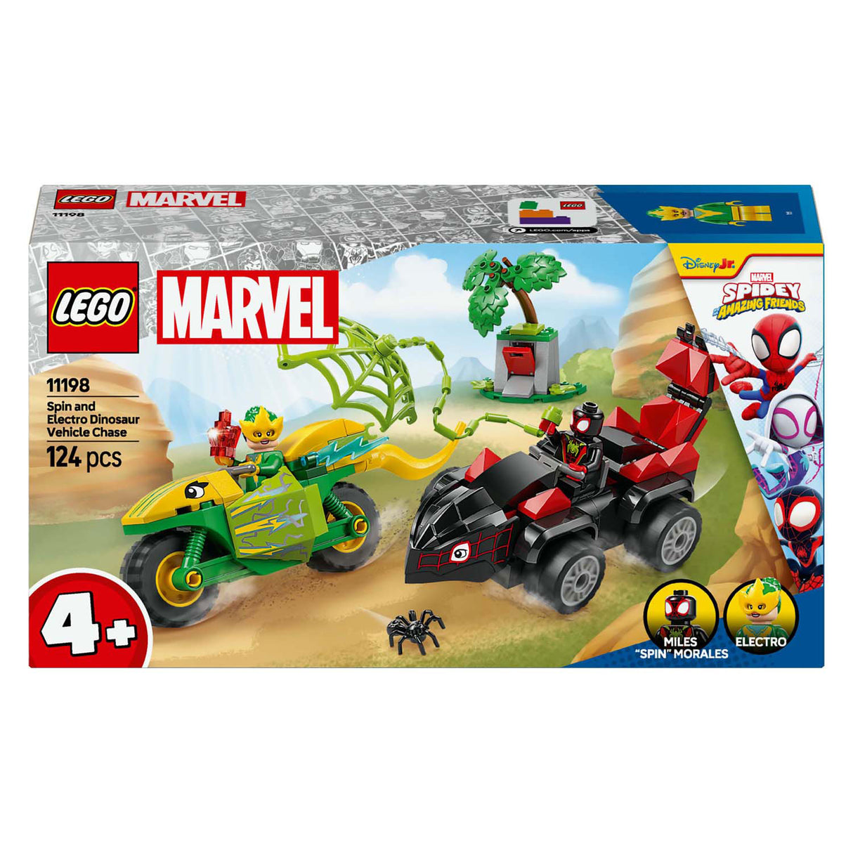 Lego Spidey 11198 Spider et poursuite électrique avec des véhicules dinosaures