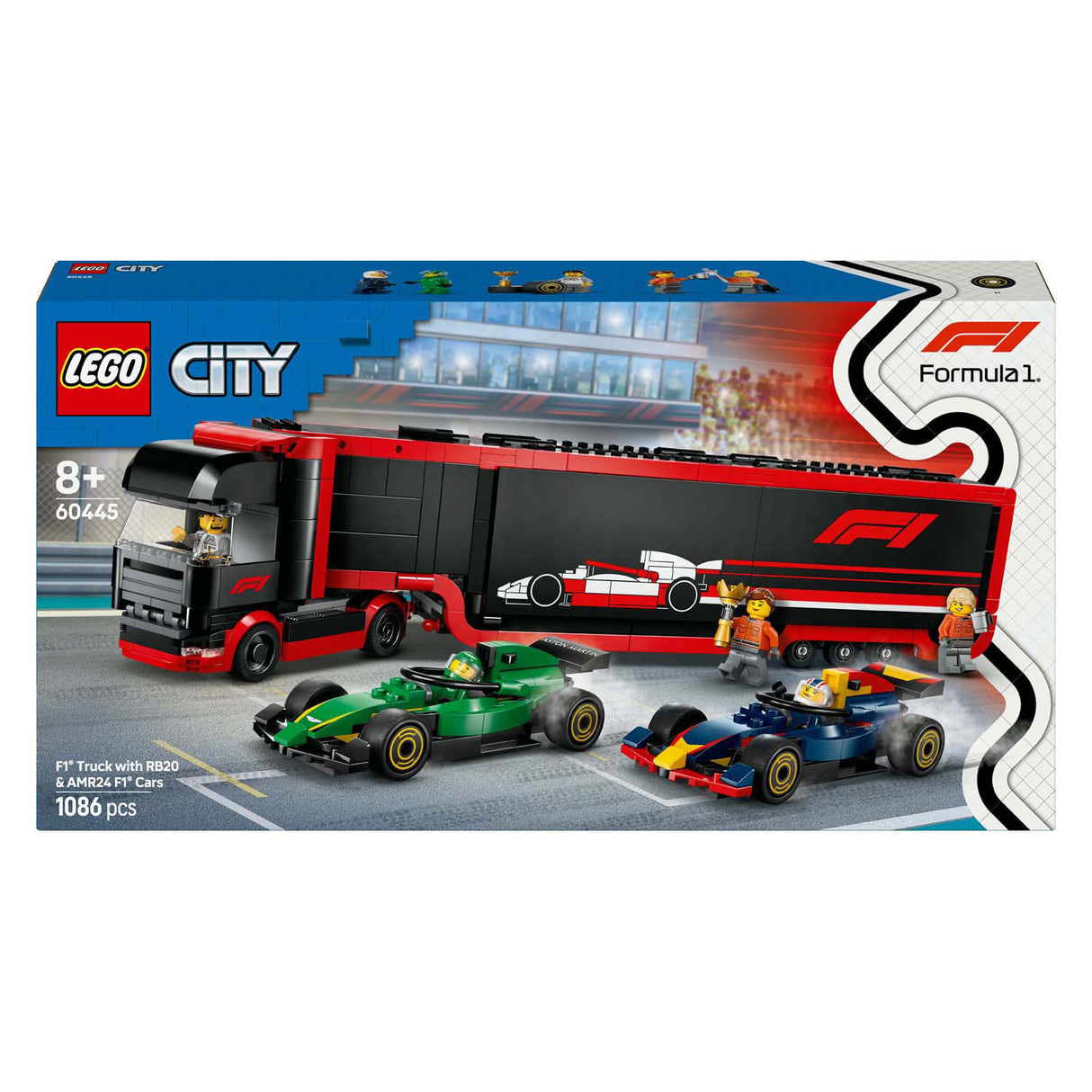 Lego city 60445 camion f1 avec voitures rb20 et amr24 f1