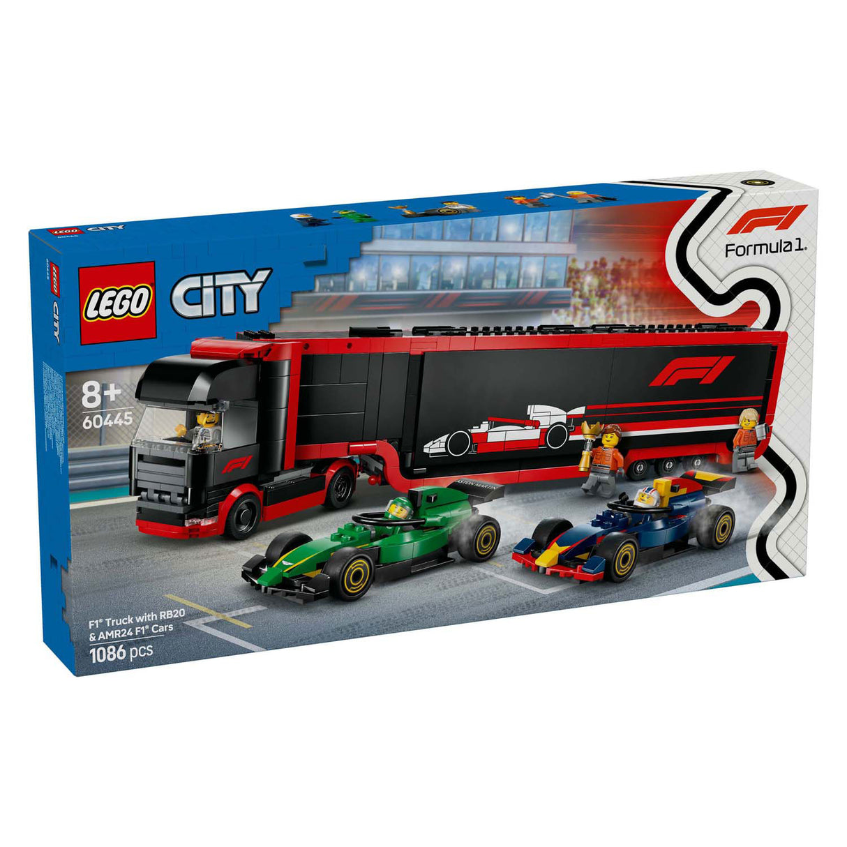 Lego city 60445 camion f1 avec voitures rb20 et amr24 f1