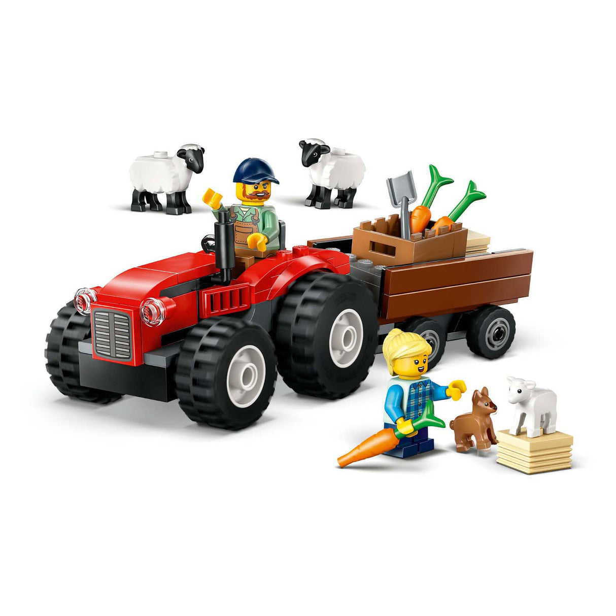 Lego city 60461 tracteur rouge avec remorque et mouton
