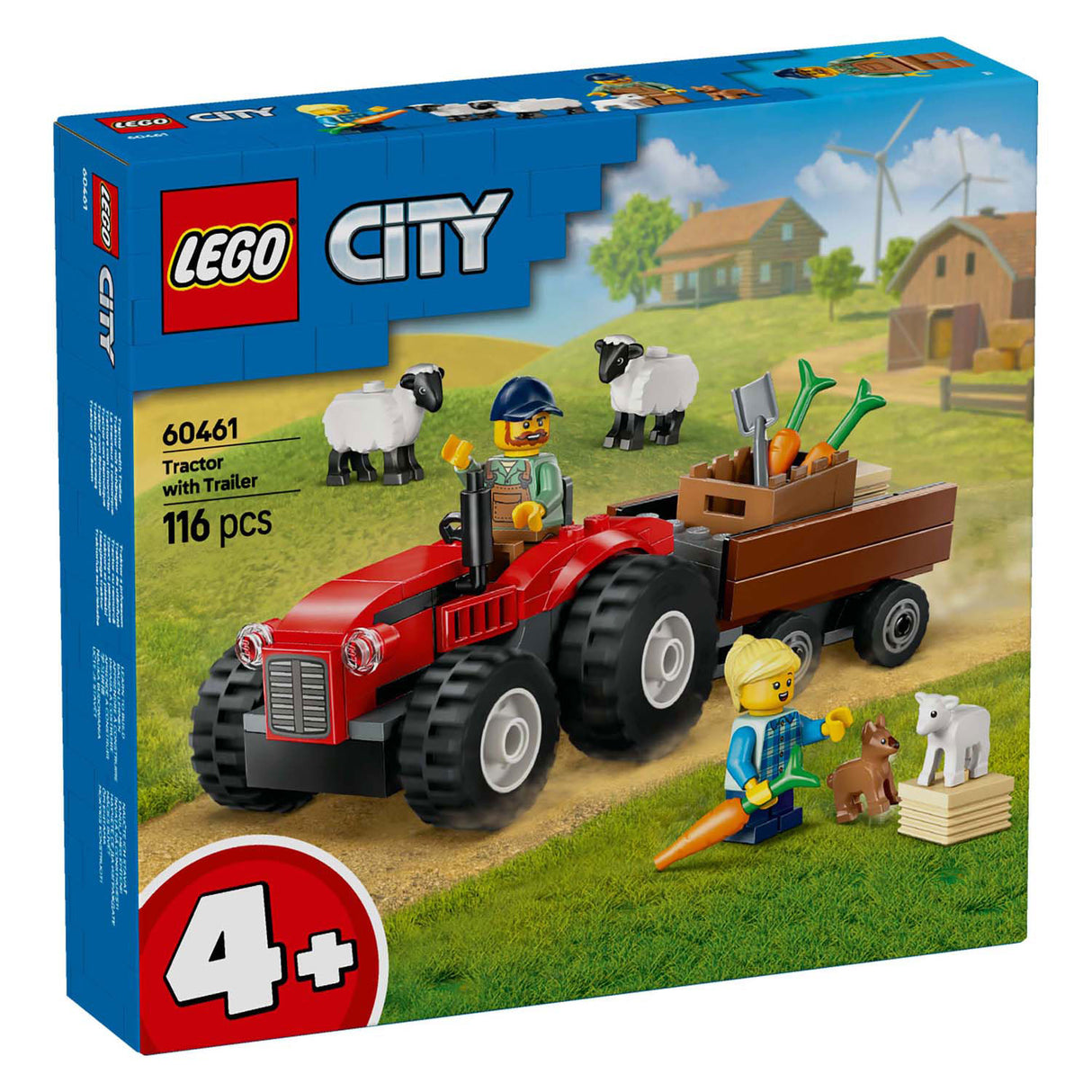 Lego city 60461 tracteur rouge avec remorque et mouton