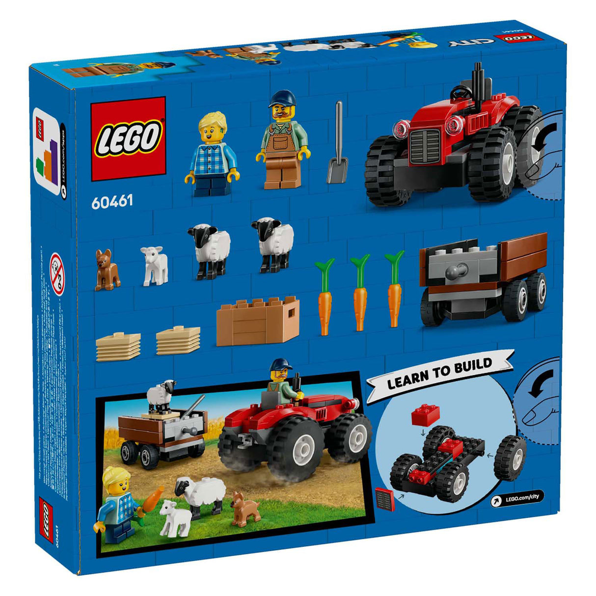 Lego city 60461 tracteur rouge avec remorque et mouton