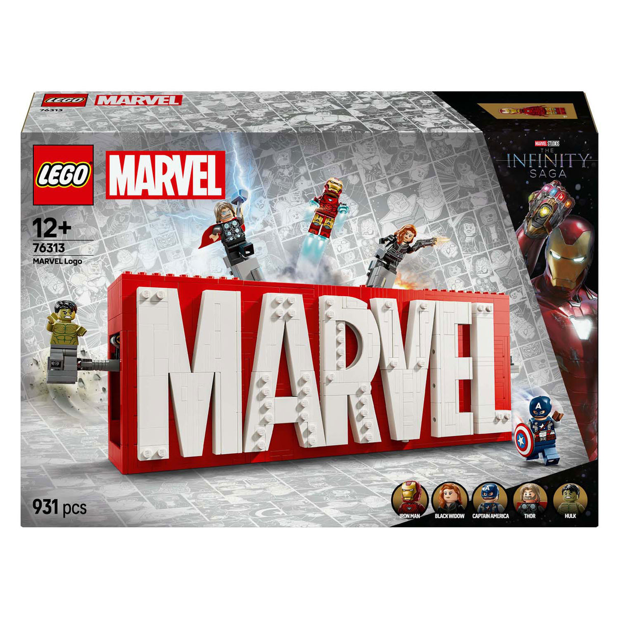 Lego super héros 76313 logo et figurines Marvel