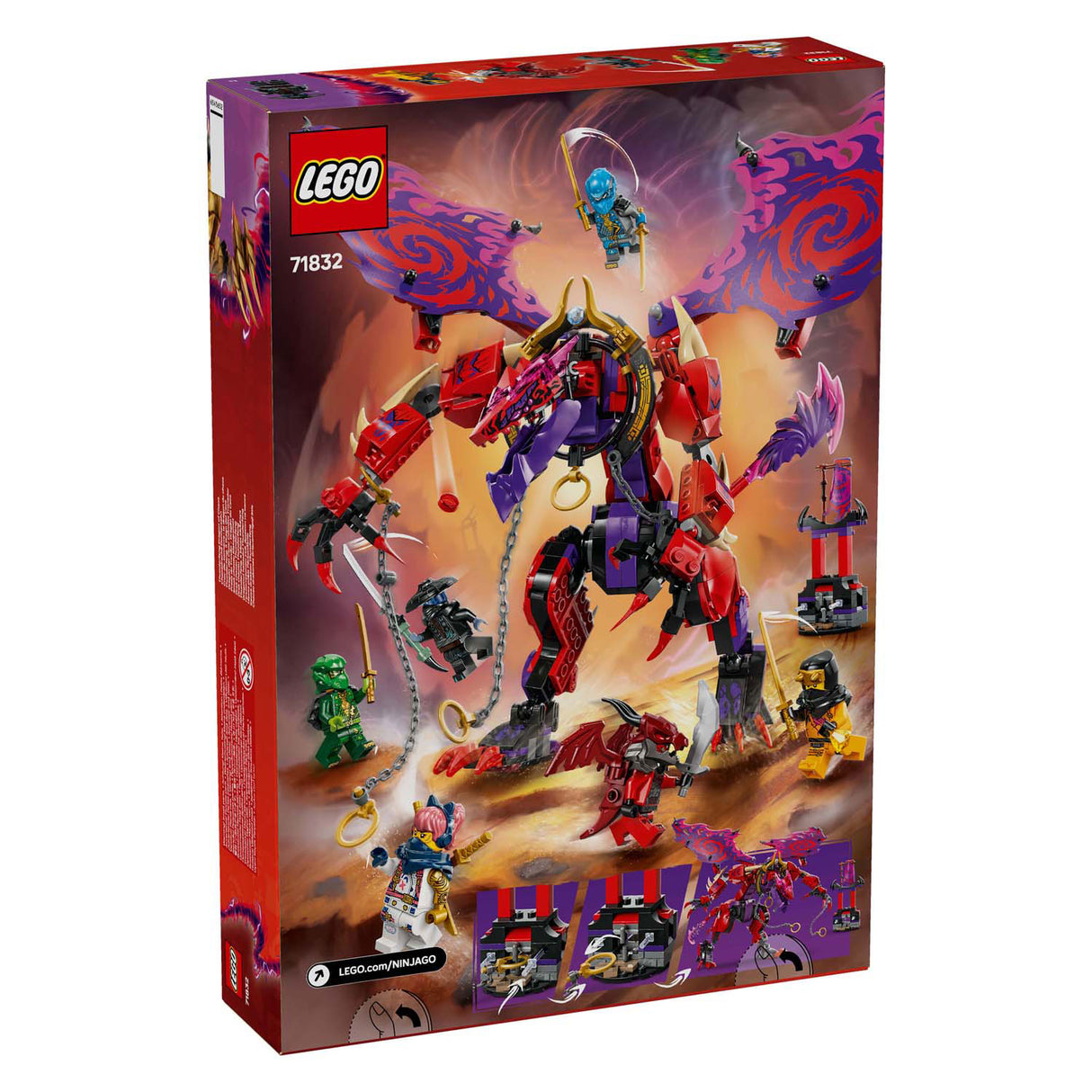 Lego 71832 Ninjago, dragon du chaos à dents de foudre