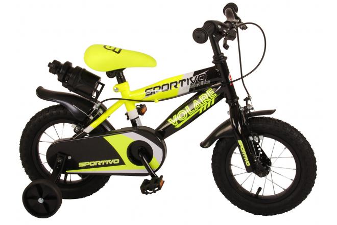 Volare Sportivo Child's Bike Boys Boys 12 pouces Néon Geel Black Bracks à deux mains 95% assemblés