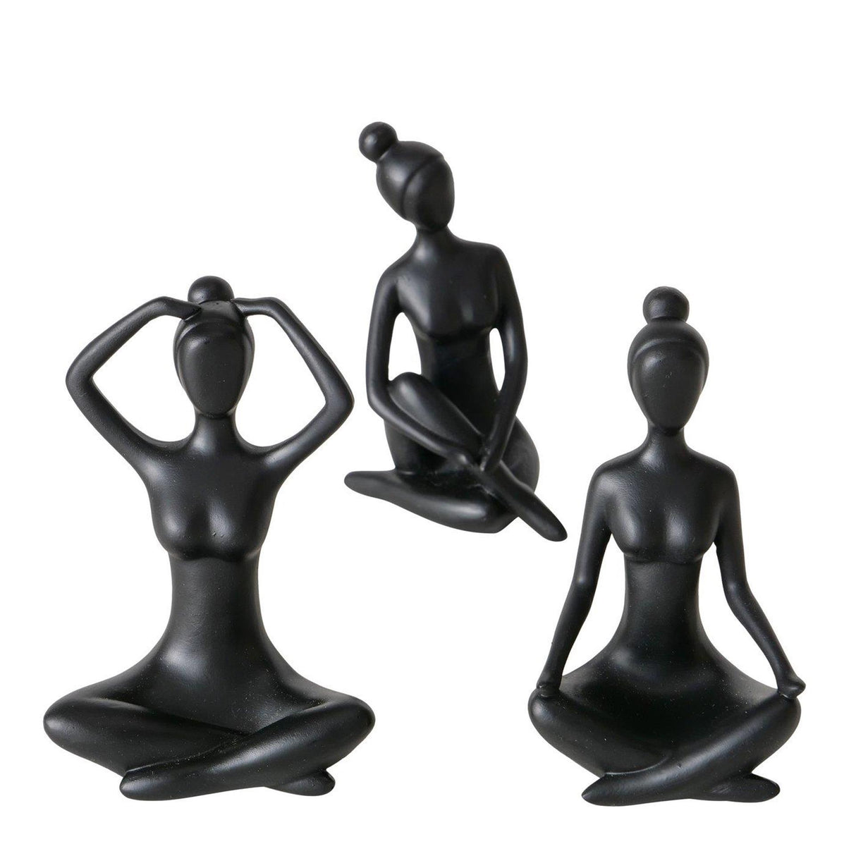 Boltze maison statue yoga femme céramique noire h10cm
