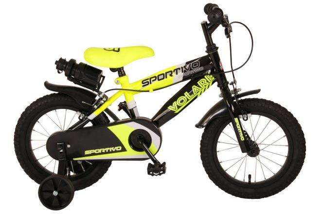 Volare Sportivo Child's Bike Boys Boys 14 pouces Néon Geel Black Bracks à deux mains 95% assemblés