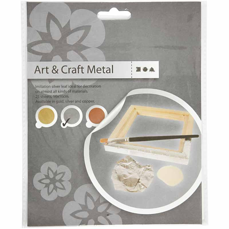 Creativ company tôle imitation, feuille 16x16 cm, argent, 0,625 m2, 25 feuilles 1 boîte