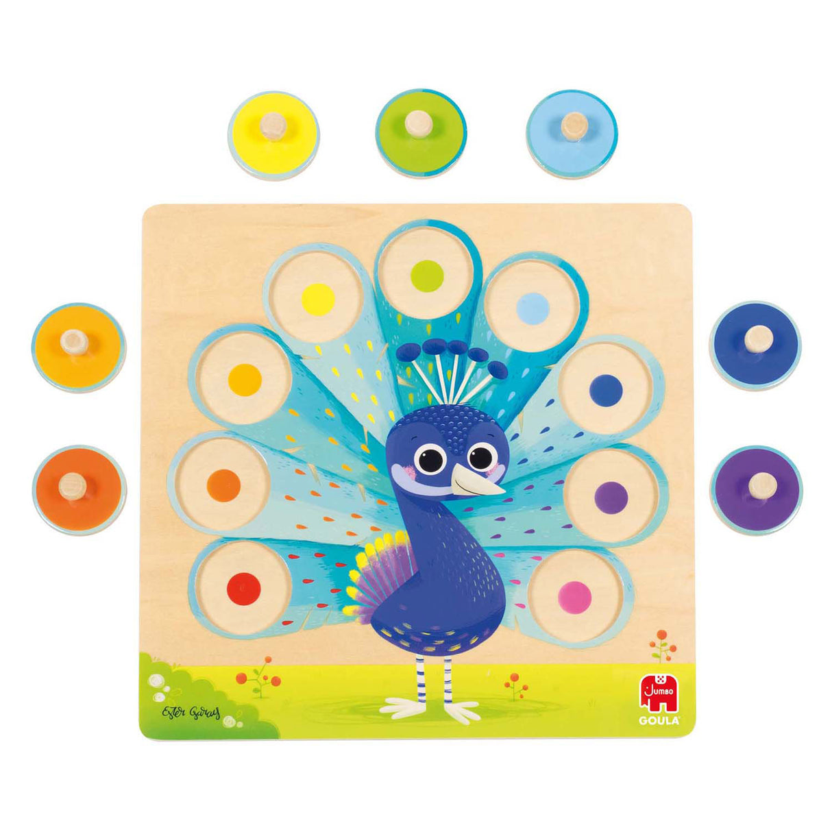 Jumbo goula - puzzle en bois paon, 9 pcs.
