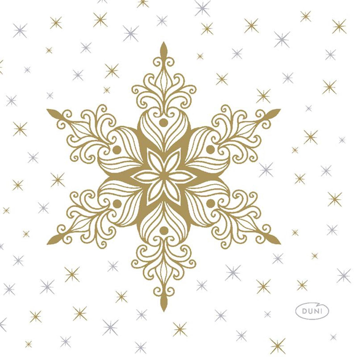 Serviettes Duni étoiles de neige blanches 24x24cm