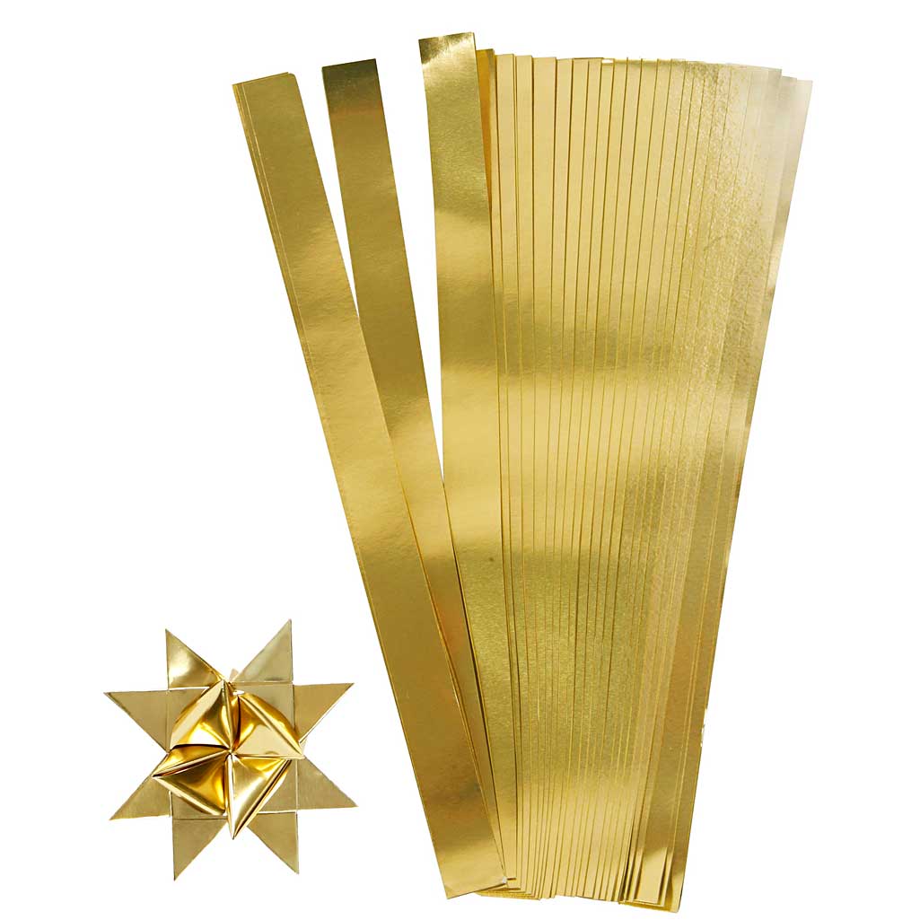 Creativ company bandes de tressage, l: 45 cm, d 4,5 cm, l: 10 mm, or, 100 bandes 1 boîte