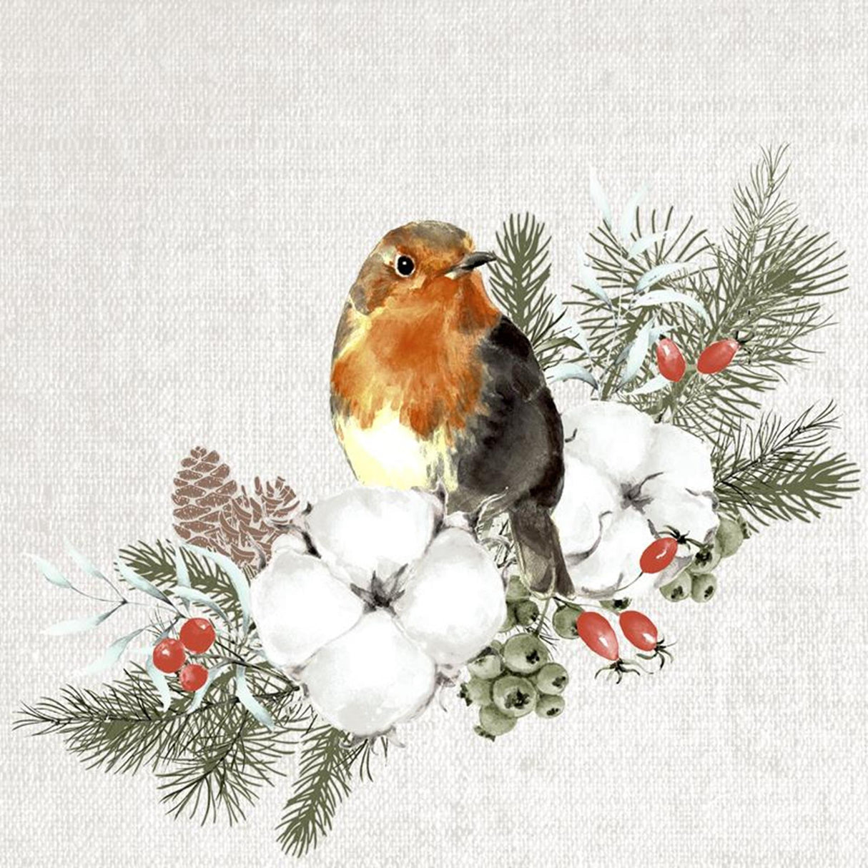 Serviettes Duni forêt de robin 33x33cm