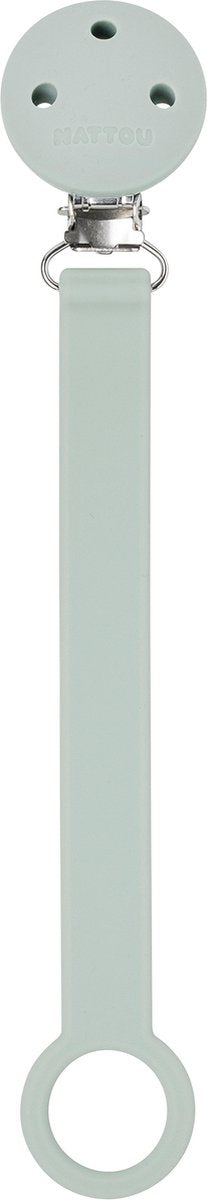 Nattou silicone - fopspeenketting met universele bevestiging - 21 cm - licht salie groen