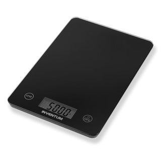 Inventum ws305b - balance de cuisine numérique - 1 gr à 5 kg - fonction tare - surface en verre - batterie incluse - verre noir
