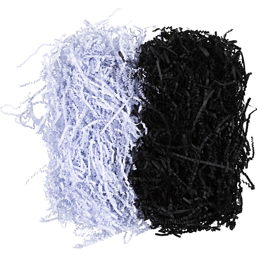 Papier froissé Creativ company, l: 25-30 cm, l: 3 mm, noir, blanc, 2x50 g 1 boîte