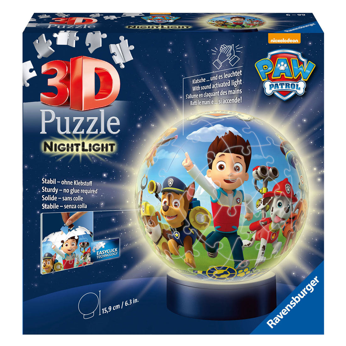 Ravensburger 3d Puzzle Paw Patrol Night lampe, 72st.