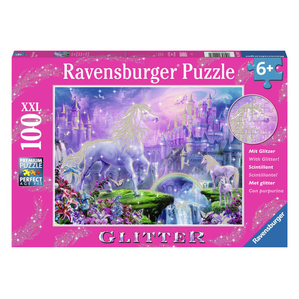 Ravensburger puzzle royaume des licornes (paillettes) - puzzle - 100 pièces