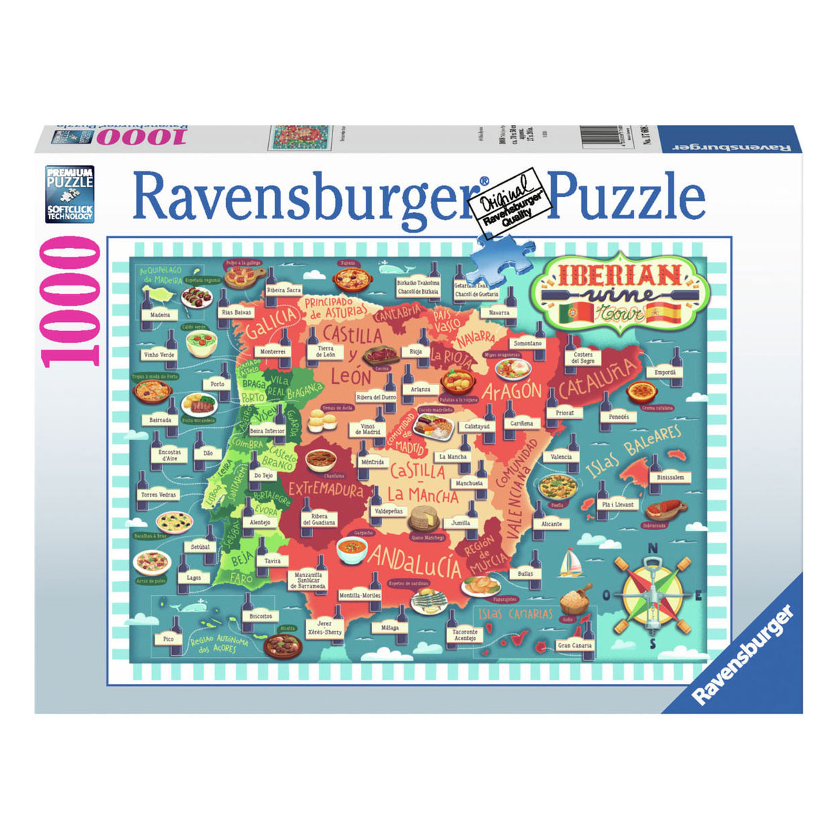 Ravensburger puzzle carte des vins d'Ibérie, 1000 pcs.
