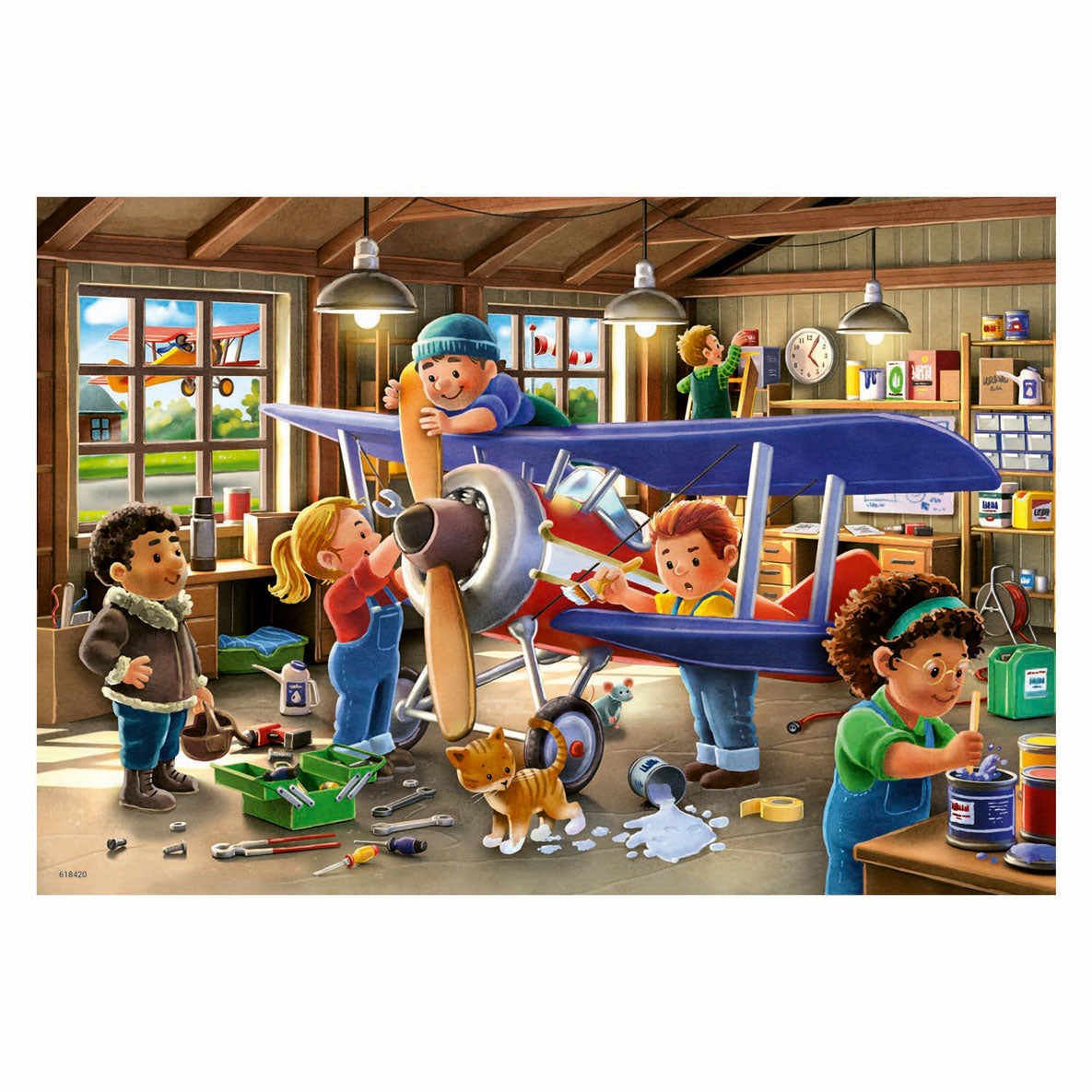 Ravensburger puzzle réparation d'avions et de trains, 2x24pcs.