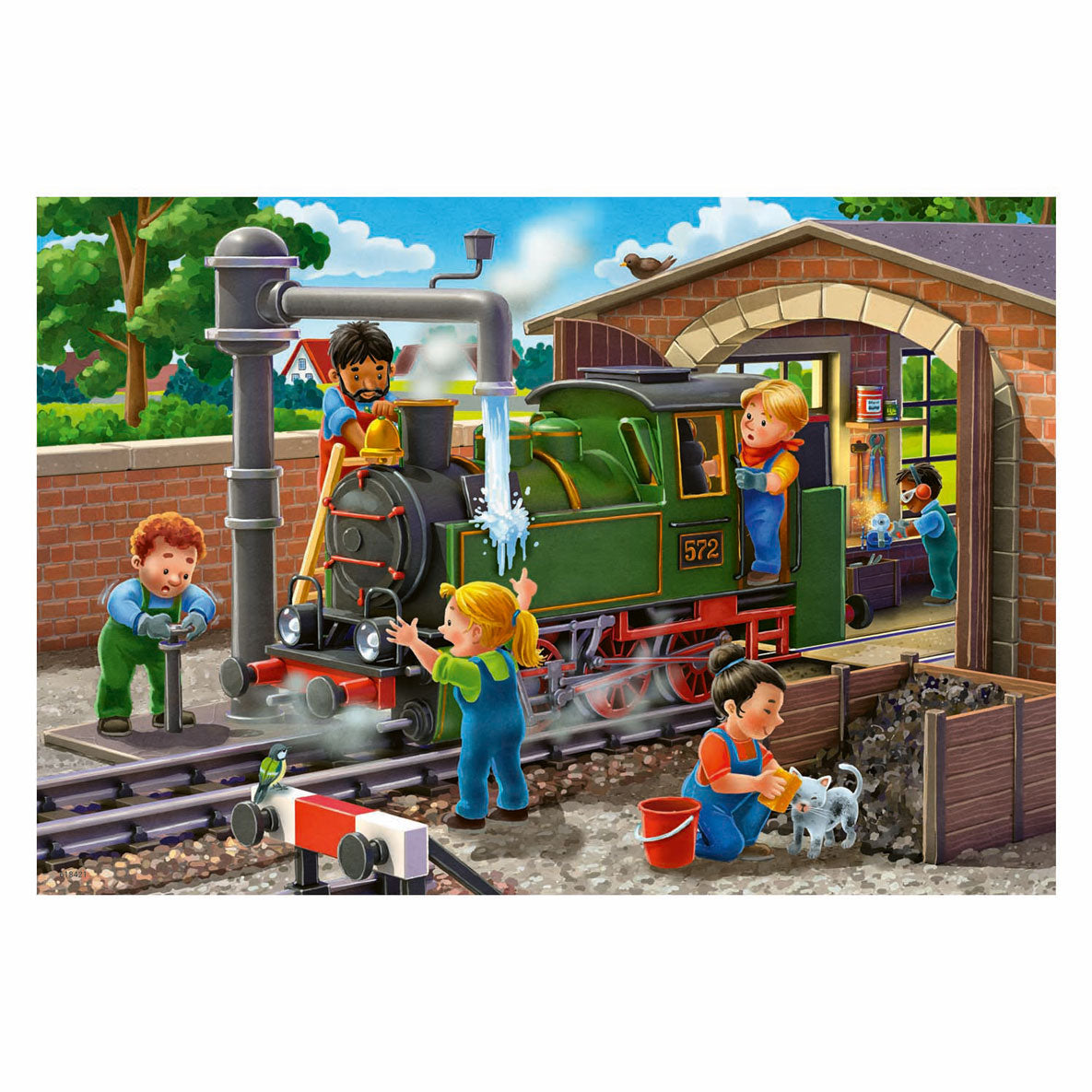 Ravensburger puzzle réparation d'avions et de trains, 2x24pcs.