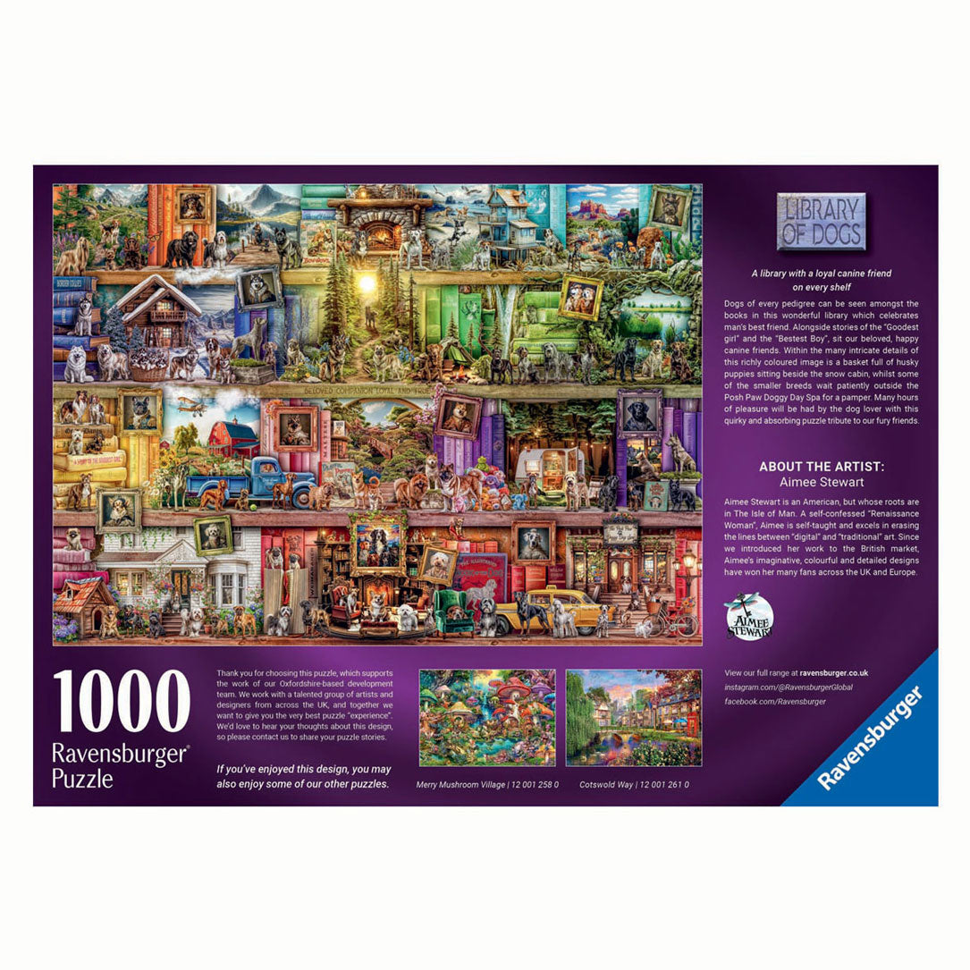 Ravensburger - la bibliothèque des chiens - puzzle - 1000 pièces