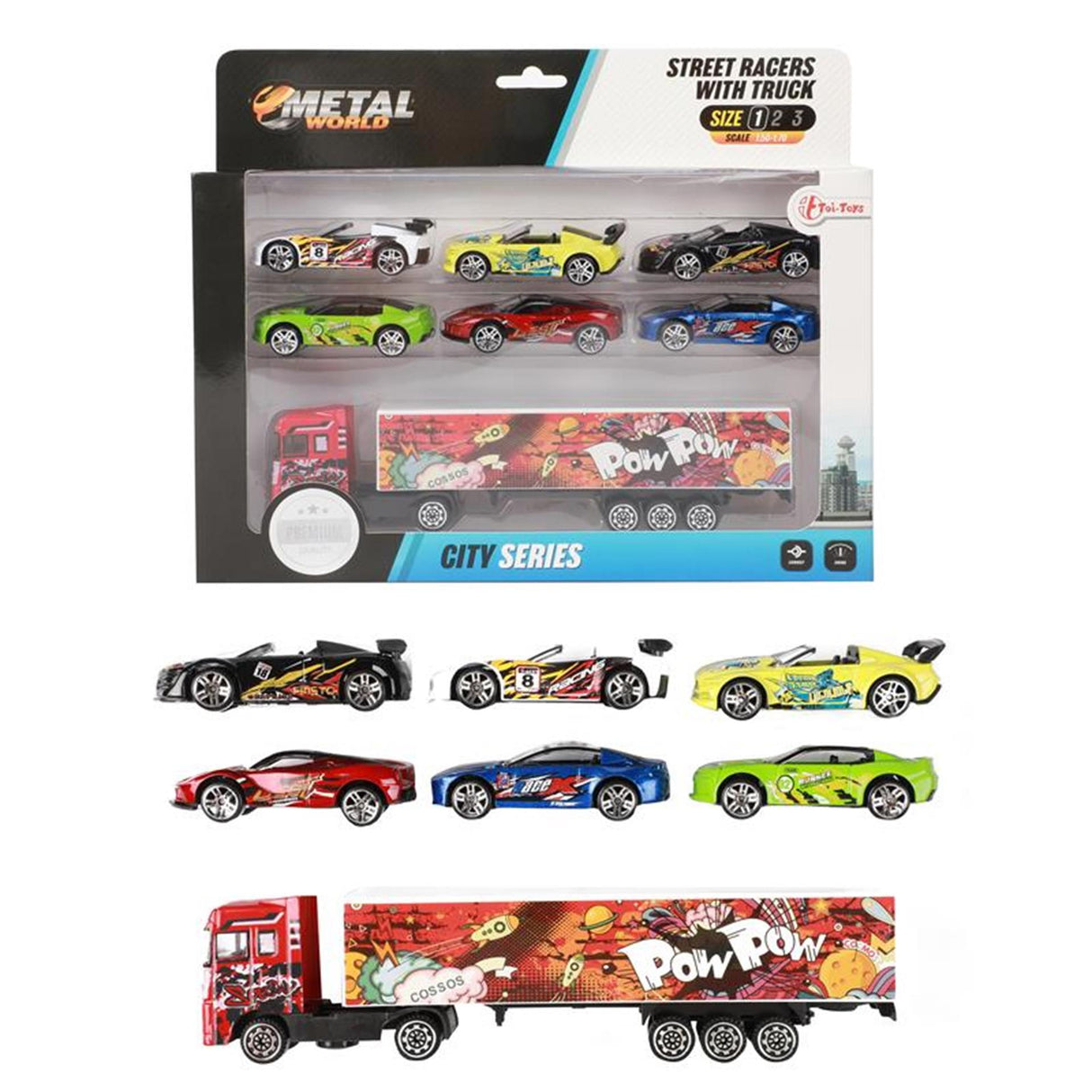 Toi-toys toitoys camion pop art avec 6 voitures de course