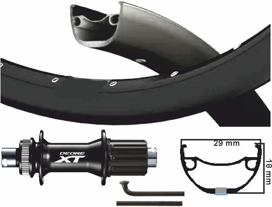Kgs Shimano XT roue arrière 28 29 pouces (622) noir 8-11 vitesses centerlock thru essieu