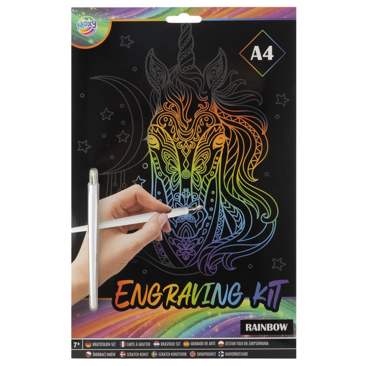 Moxy scratch art set a4 arc-en-ciel argent or