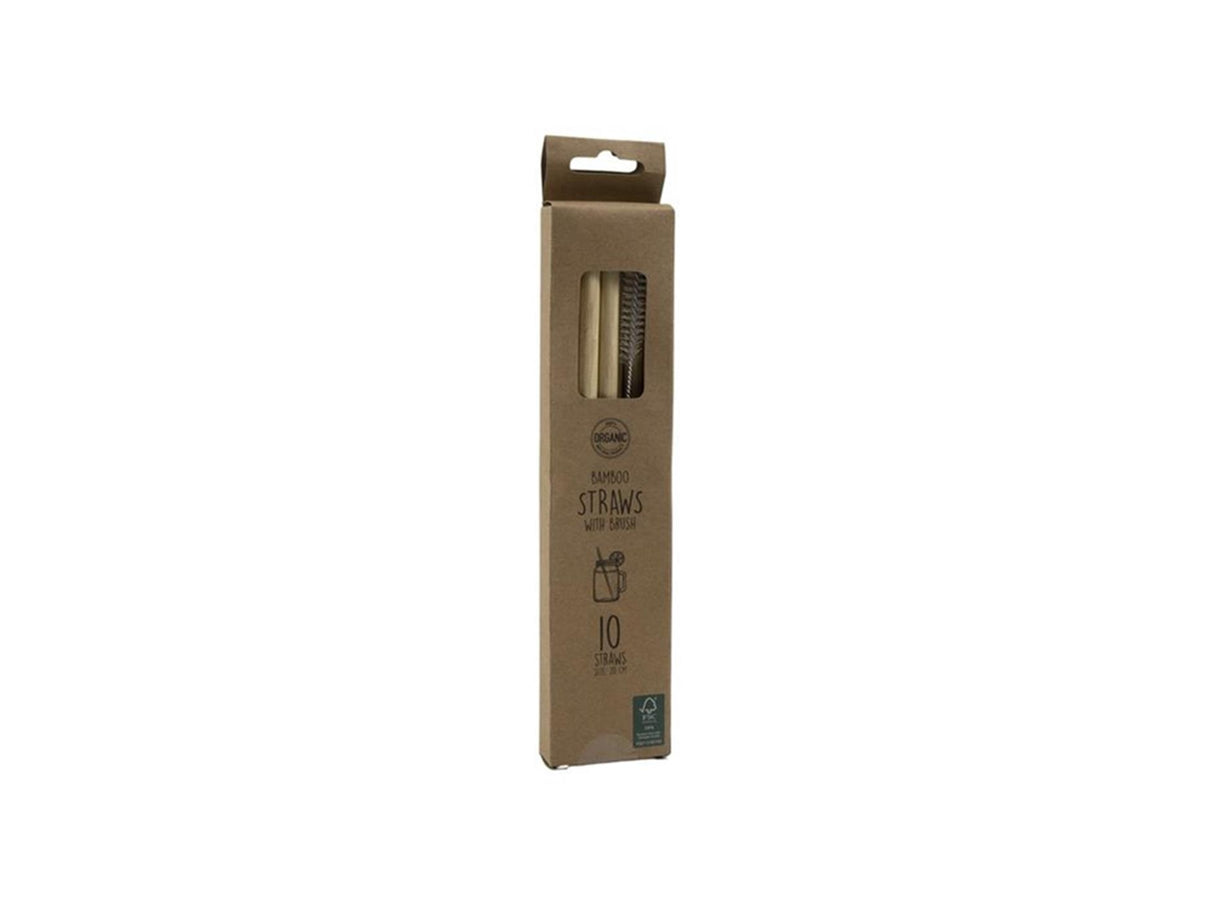Pailles pour ustensiles de cuisine en bambou 20cm 10 pièces dans une boîte