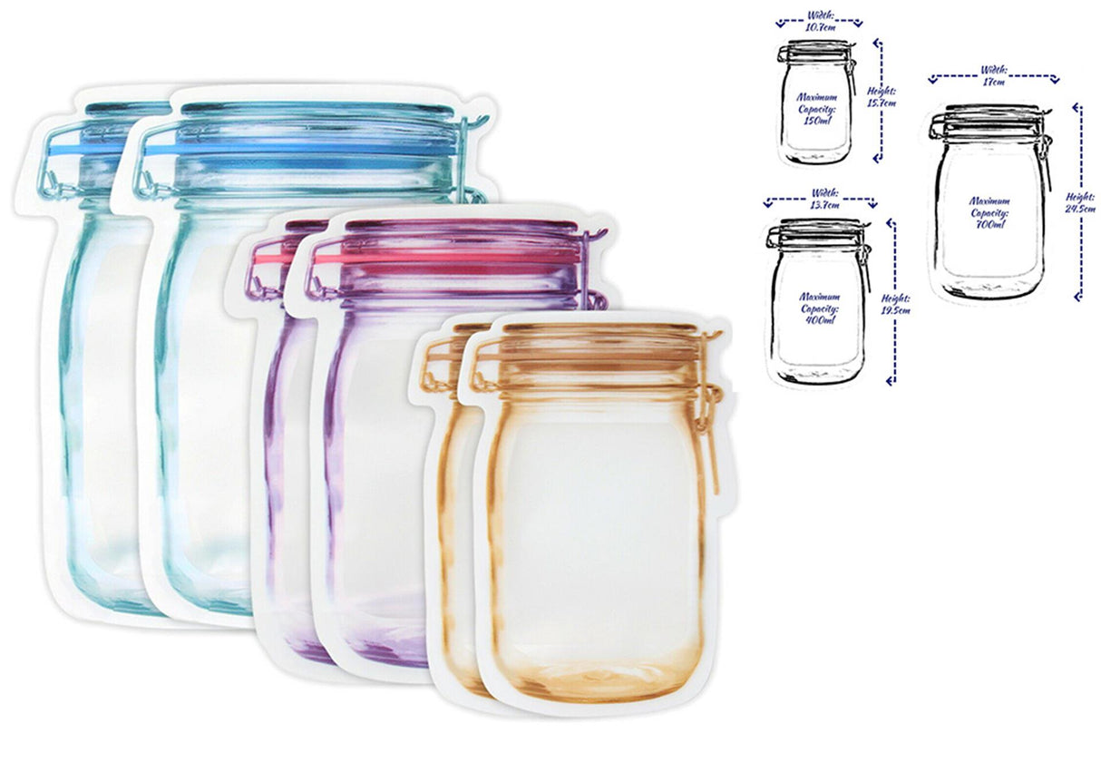 Lifetime Cooking Sacs de conservation alimentaires réutilisables Alpina 150 400 750 ml, lot de 6