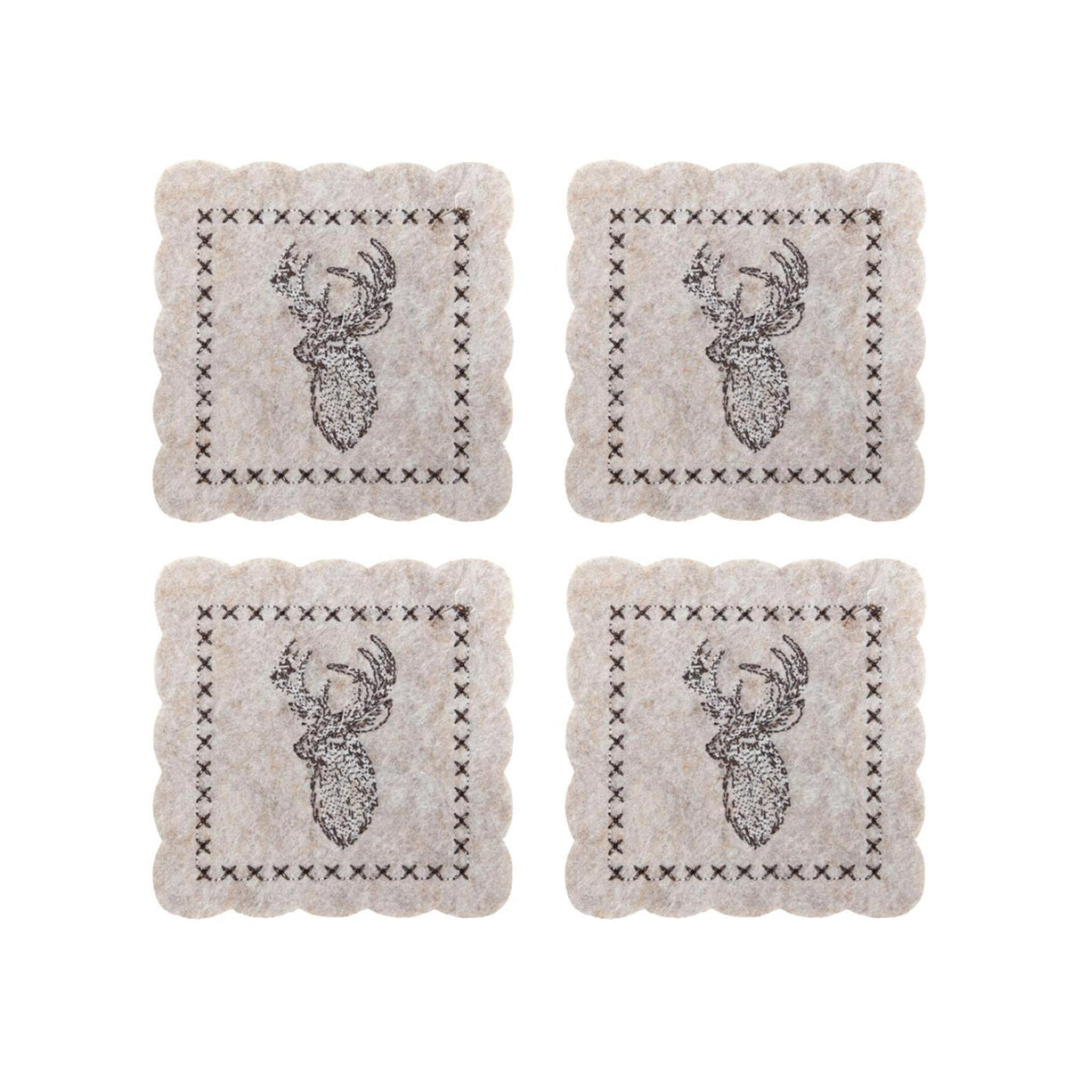 Svenska Living dessous de verre renne feutre lot de 4 10cm